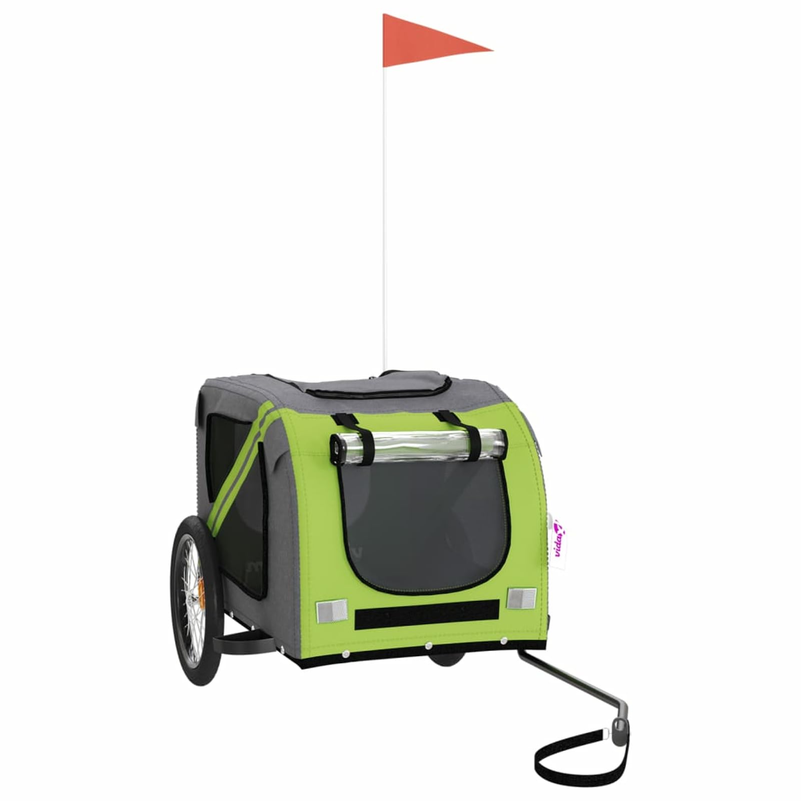 Remolque de Bicicleta para Perros Hierro Tela Oxford Verde Gris Carro para Bicicleta