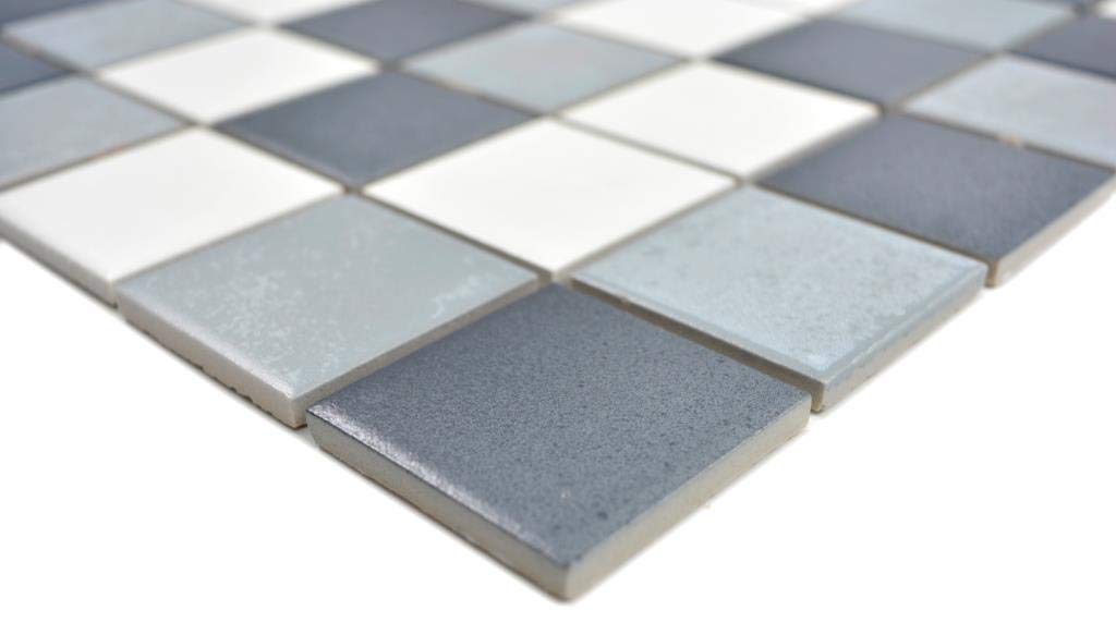 Mosaico de cerámica gris para pared, suelo, cocina, ducha, baño, azulejos | 14-0123_f|10 piezas