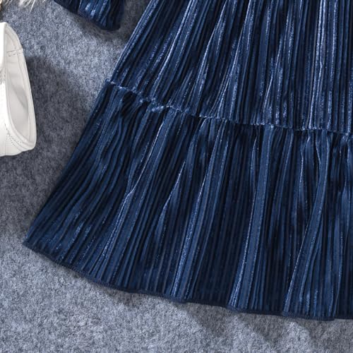 fioukiay Girls Velvet Dress Long Sleeve Crew Neck Elegant A-Line Fall Winter Midi Dresses Party Holiday with Hat4