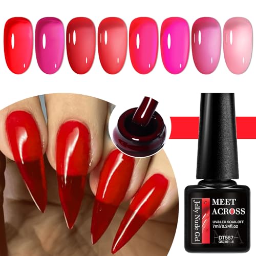 Esmaltes de uñas gel jelly rojo y rosa 8 unidades miniatura 3