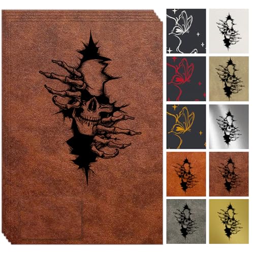 Brown-Black Laser Engraving Leather/Leatherette Patches/Sheets Iron-on with Heat Press Adhesive Backing,Blank Laserable Faux Pu Leather Crafting Material Supplies for DIY Hat/Cap/Beanies/Stock(5 Pcs)