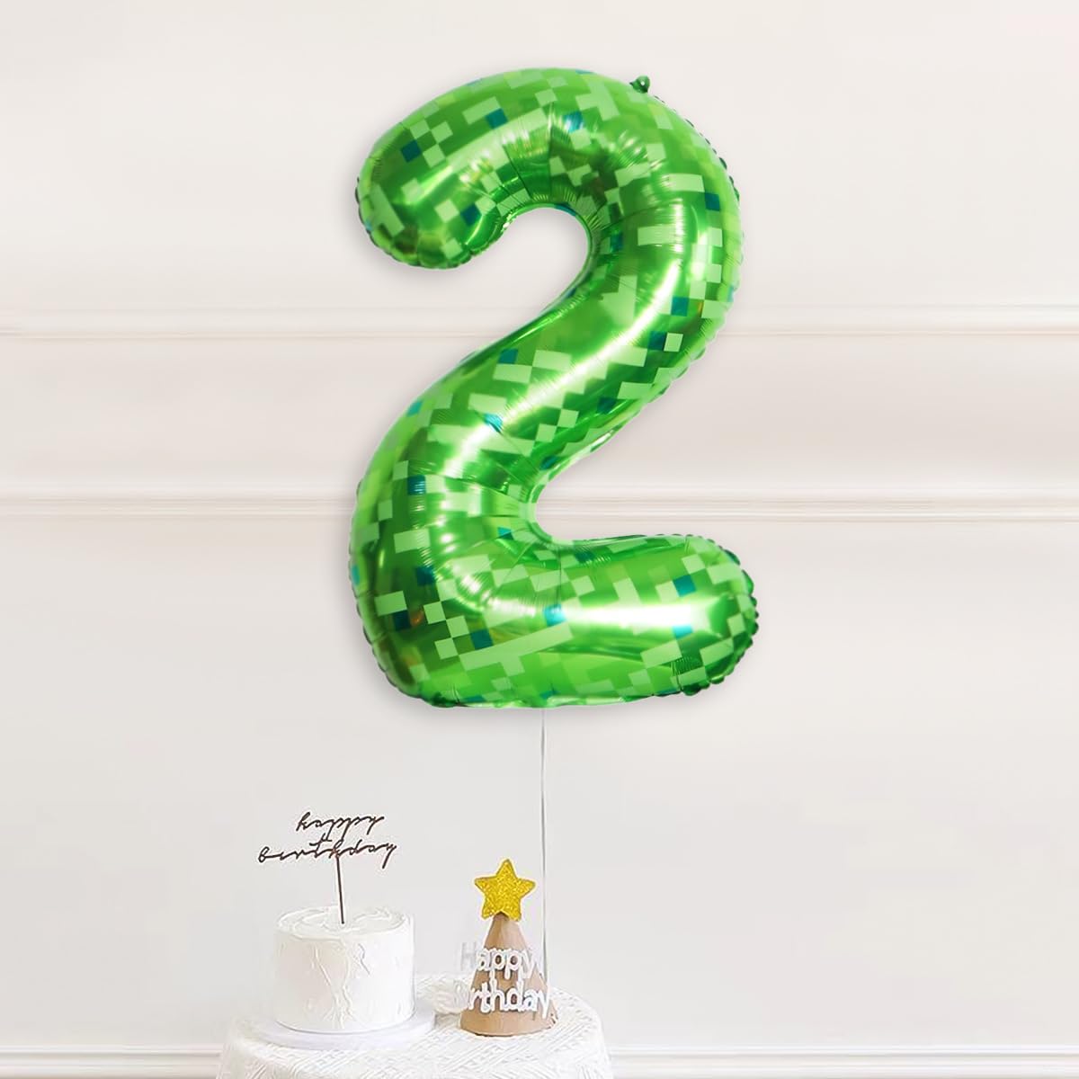 Zestaw balonów foliowych z motywem minera nr 5, zielone piksele, 5 szt., duże balony z mylaru, motyw górniczy, 5. cyfra, dla chłopców, dziewcząt, kostki pikseli, gry wideo, dekoracje na przyjęcie