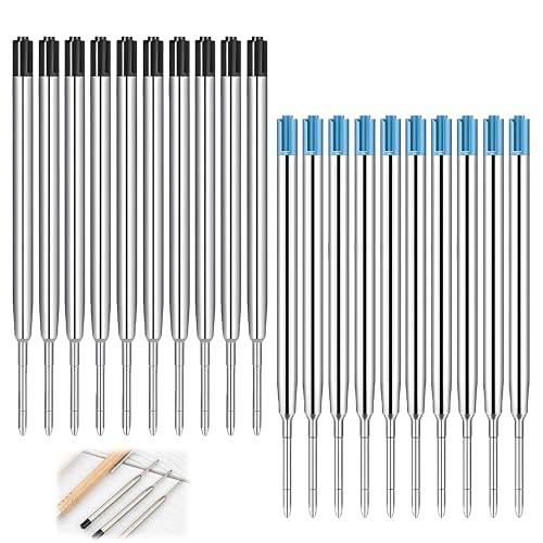 20er-Set Großraumminen für Kugelschreiber im G2-Format 1 0mm Strichstärke M Ersatzminen für Kugelschreiber Metall Kugelschreiber Minen 10 Schwarz 10Blau Ideal für Büro Schule & Zuhause