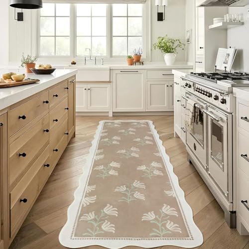Tapete corredor floral scalloped 2x6 lavable antideslizante miniatura 3