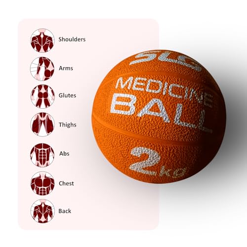 Image of SLG Rubber Medicine /Exercise Ball -Upper & Lower Body Exercises |Fitness Ball for Strength, Balance & Core Workouts| Material:Rubber(Orange, 2 kg)