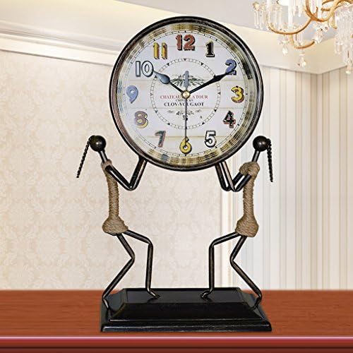 Edge to Shelf Clock European Antique Mute Wrought Iron Clock Living Room Creative Fashion Personality Clock Art Deco Vintage Quartz Clock