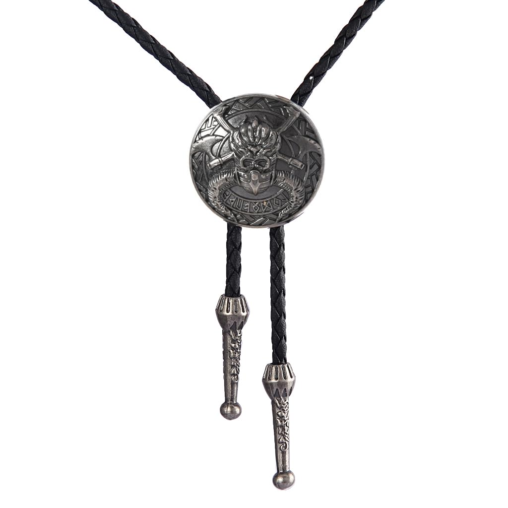 Joxevyia Bolo Tie for Men Vintage Cow Skull Leather Rope Western Cowboy Necktie Vintage Bola Tie Gift for Him