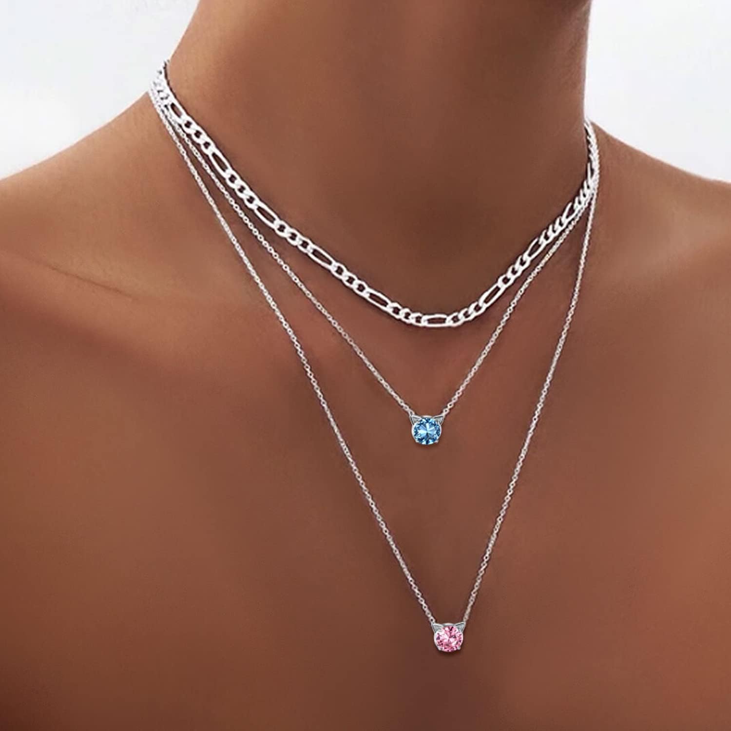 SILVERCUTE Sterling Silver Birthstone Necklace for Women,Dainty Silver Pendant Necklace with Round Cubic Zirconia,16"-18" - Image 7