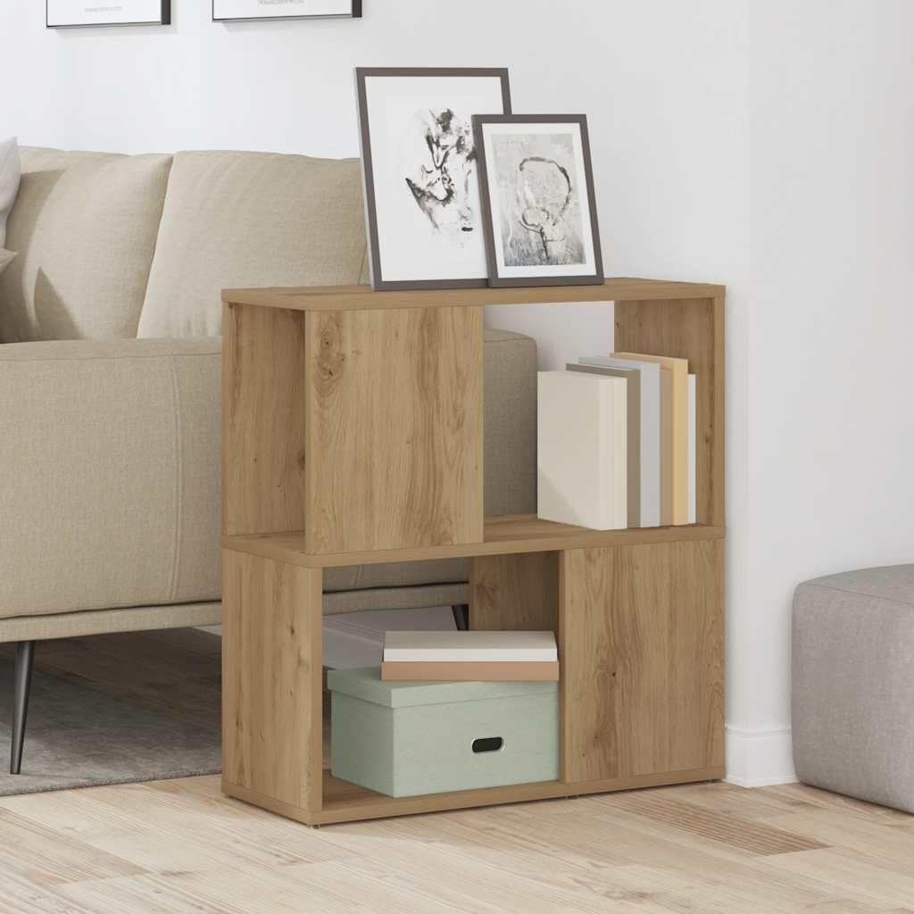 Générique Bibliothek Eiche, Holz, 2 Ebenen, 60 x 24 x 63 cm | Minimalistisches Design, vielseitiges Regal, Trennwand, einfache Reinigung mit feuchtem Tuch