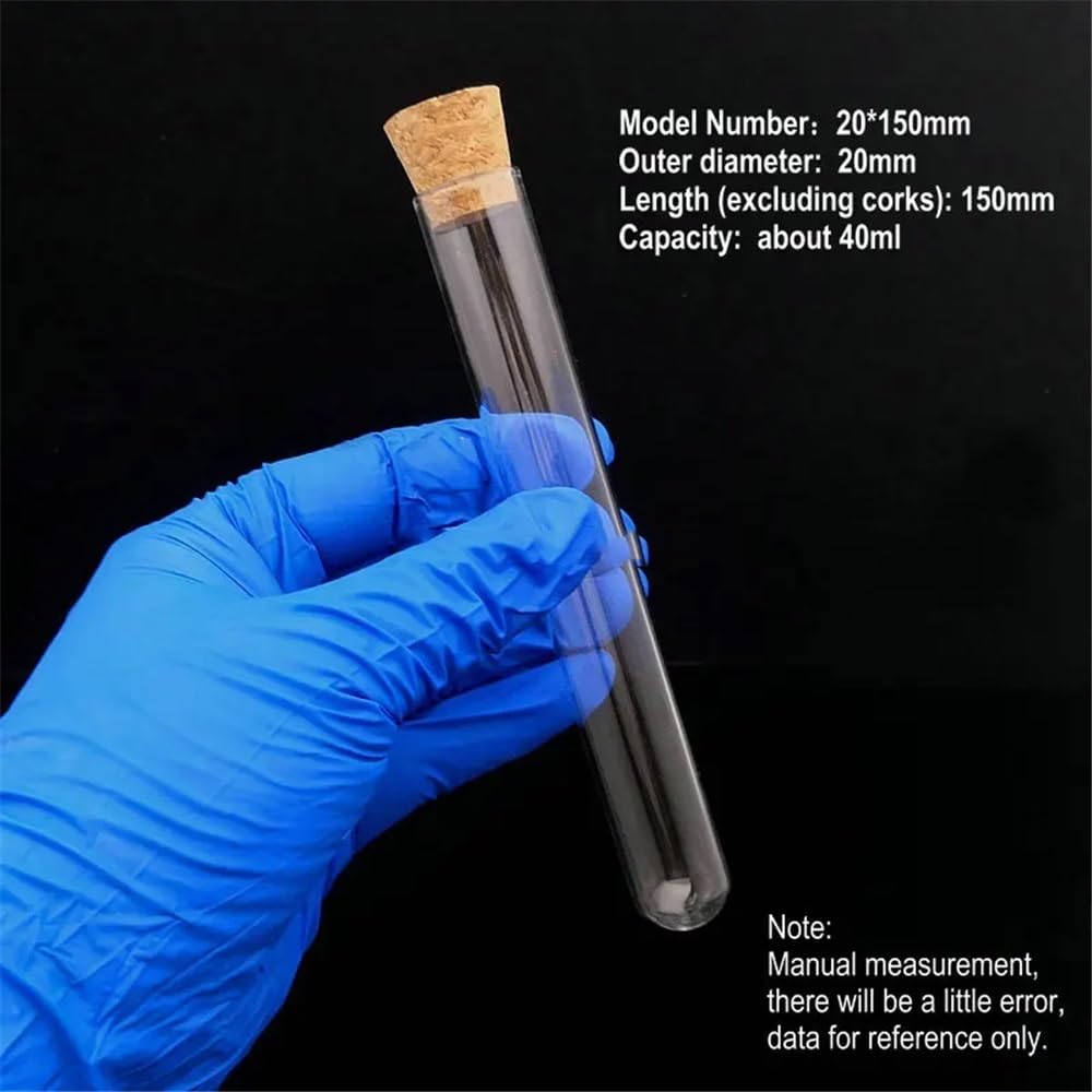 probówki z przezroczystego szkła, Probówki szklane z korkami 20x150mm 40ml 10 szt