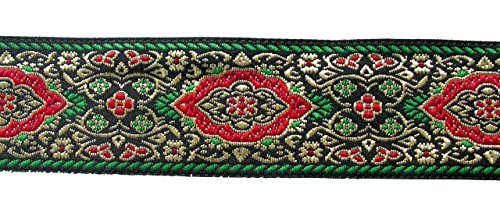1A-Kurzwaren 10 M medallón Borte webband 35 mm Color: Negro, Rojo y Verde de Oro presentado por 1 A de mercancías 35589 Corta de V3