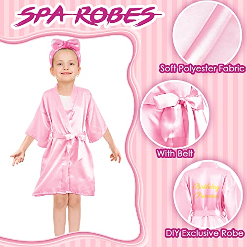 Xuhal 36 Pcs Spa Party Supplies for Girls 12 Kimono Robe V Neck Bathrobe 12 Soft Spa Headband 12 Disposable Foam2