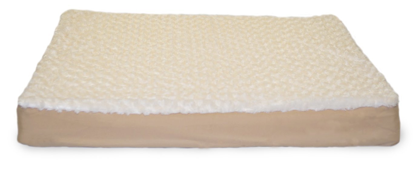 Furhaven Pet Dog Bed - Deluxe Orthopedic Mat Ultra Plush Faux Fur Traditional Foam Mattress Pet Bed with Removable Cover for Dogs and Cats, Cream, Large (B00D2VB1RU) Amazon Price History, Amazon Price Tracker