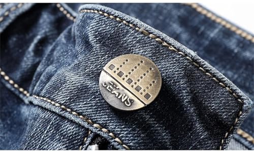 Mens Blue Slim Fit Straight Jeans Cotton Daily Male Pants Denim Trousers2