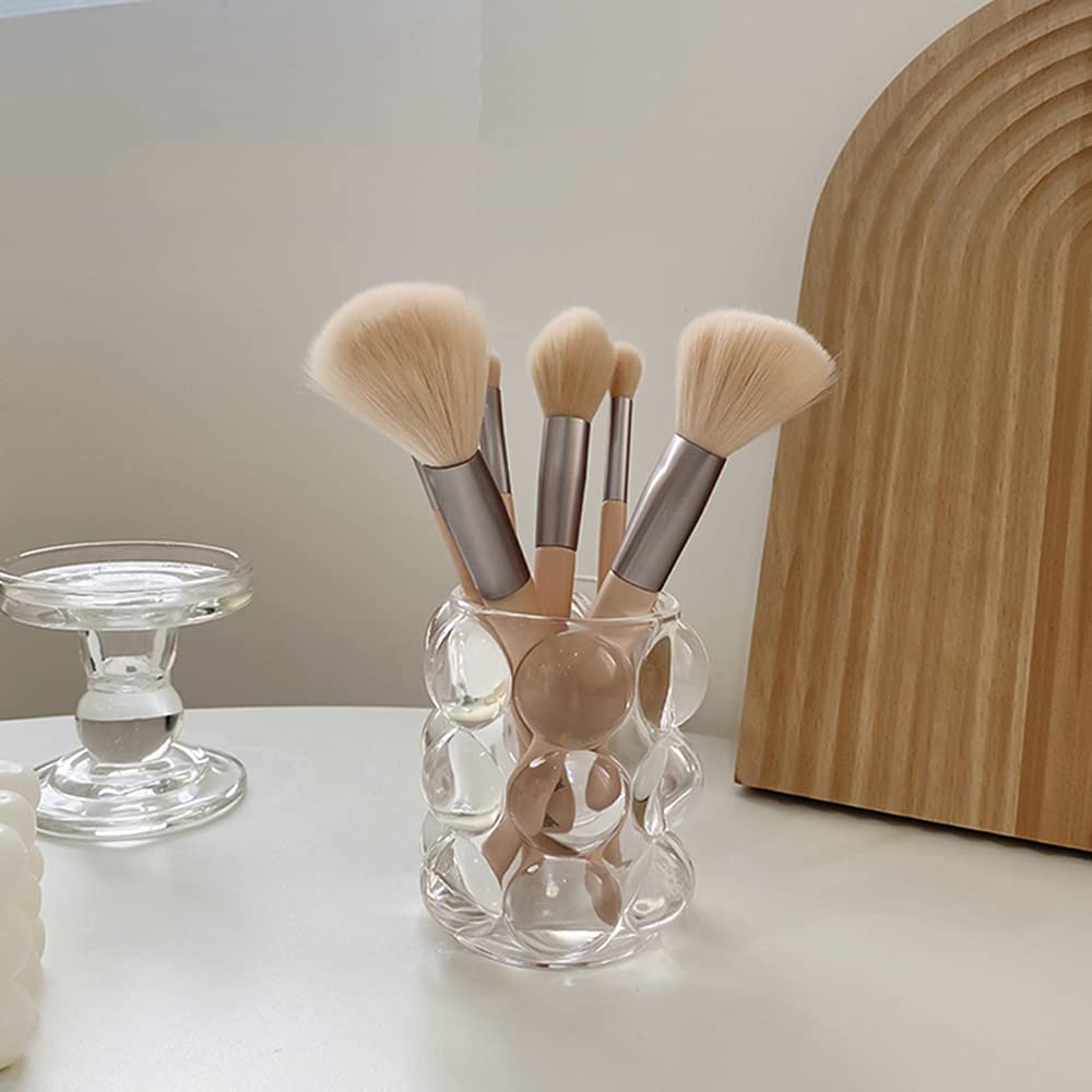 SLHEQING Glas Make up Pinselhalter Vintage Kosmetik Organizer zur Aufbewahrung von Pinsel, Eyeliner, Lippenstift, Zahnbürsten, Stift und Mehr Kosmetik