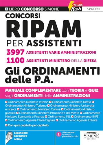 Concorsi RIPAM per Assistenti - 3997 Assistenti varie Amministrazioni - 1100 Assistenti Ministero della Difesa - Gli ordinamenti delle P.A.
