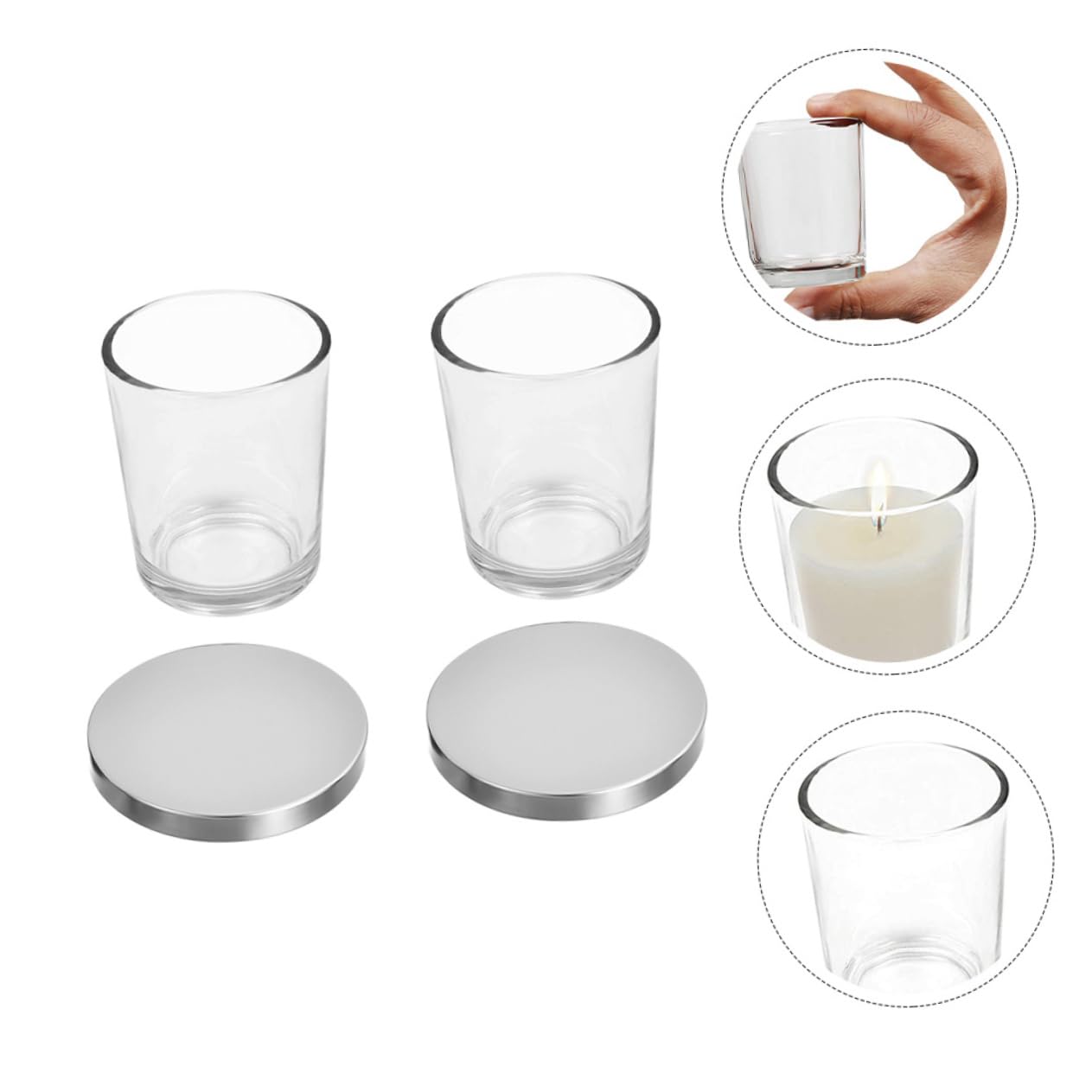 HOMSFOU 2pezzi Barattoli Per Candele in Vetro Vuoti Recipienti Per Candele Fai Da Te Barattoli Ermetico Contenitori Per Aromatiche Design Semplice Ed Elegante
