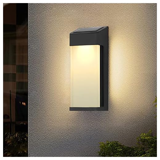 Kiwaezs led solar exterior, luz solar exterior Negro, Aplique solar exterior Luz blanca cálida de 3000K, aplique pared exterior Impermeable IP44, luz solar exterior jardin para Balcón,Porche, Camino