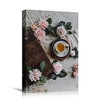 Canvas Wall Art Coffee Cup Coffee Drinks Farmhouse/Country Kitchen Multicolor Photography Urban - 12x18 inches