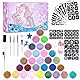 Glitzer Tattoo Set Kinder, DSYZWEE 30 Farben Temporäre Glitzertattoos mit 147 Schablonen, 5 Pinsel, 2 Kleber, für Mädchen und Jungen Geburtstag Party Temporäre Wasserdichtes Tattoo Kinder Glitzer Set