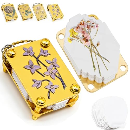 Mini Flower Press Keychain Micro Flower Press Kits with 20Pcs Paper-Portable Miniature Flowers Drying Press Kit for Arts (Style B)
