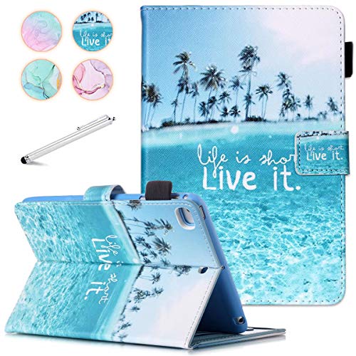 iPad Mini Case, FANCITY Mini 4 Mini 5 Mini 3/2/1 Smart Wake Sleep Case with Kickstand [Card Slot & Pen Holder] PU Leather Protective Cover for Apple iPad Mini 4 Mini 5 2019, Mini 2/3 - Beach
