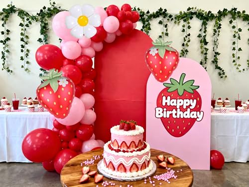 Image of Red Strawberry Balloons Strawberry Birthday Party Decorations Berry First Birthday Party Decorations Strawberry Baby Shower Berry In Love Bridal Shower Decorations Globos De Fresa