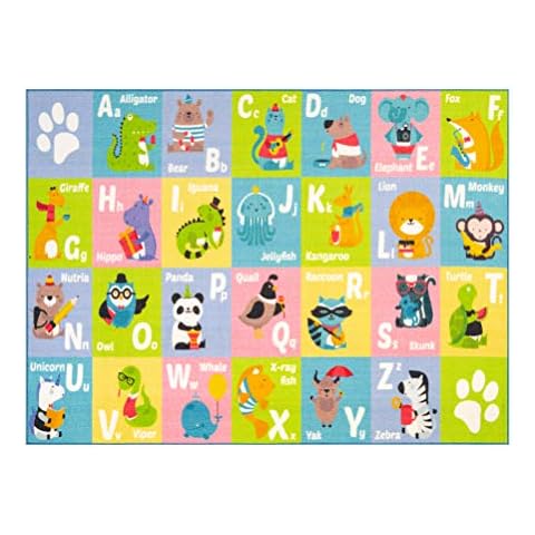 KC CUBS ABC Alphabet Animal Educational Learning & Fun Game Play Area Non Slip Boy & Girl Kids Rug Carpet for Children Bedroom, Toddler Classroom Daycare and Baby Playroom Floor Mat, Playtime Activity Cover