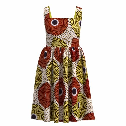 XUHOGU Robe imprimée Wax Africaine Coupe A, Robe de Vacances sans Manches en col carré avec Ensemble en Tissu Ankara