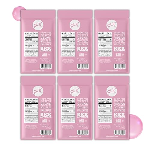 Image of PUR Gum | Aspartame Free Chewing Gum | 100% Xylitol | Natural Bubblegum Flavored Gum, 55 Pieces (Pack of 6)