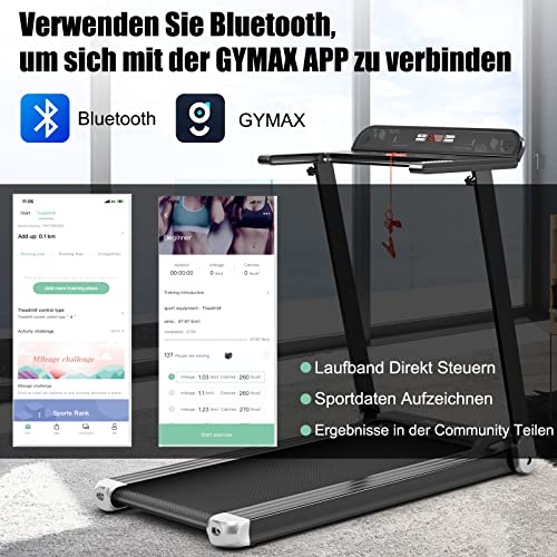 GOPLUS Inklapbare loopband, elektrische loopband met 12 vooraf ingestelde programma's, app-bediening, bluetooth-luidspreker, led-monitor en apparaathouder, draagbare loopband voor woning - Afbeelding 5
