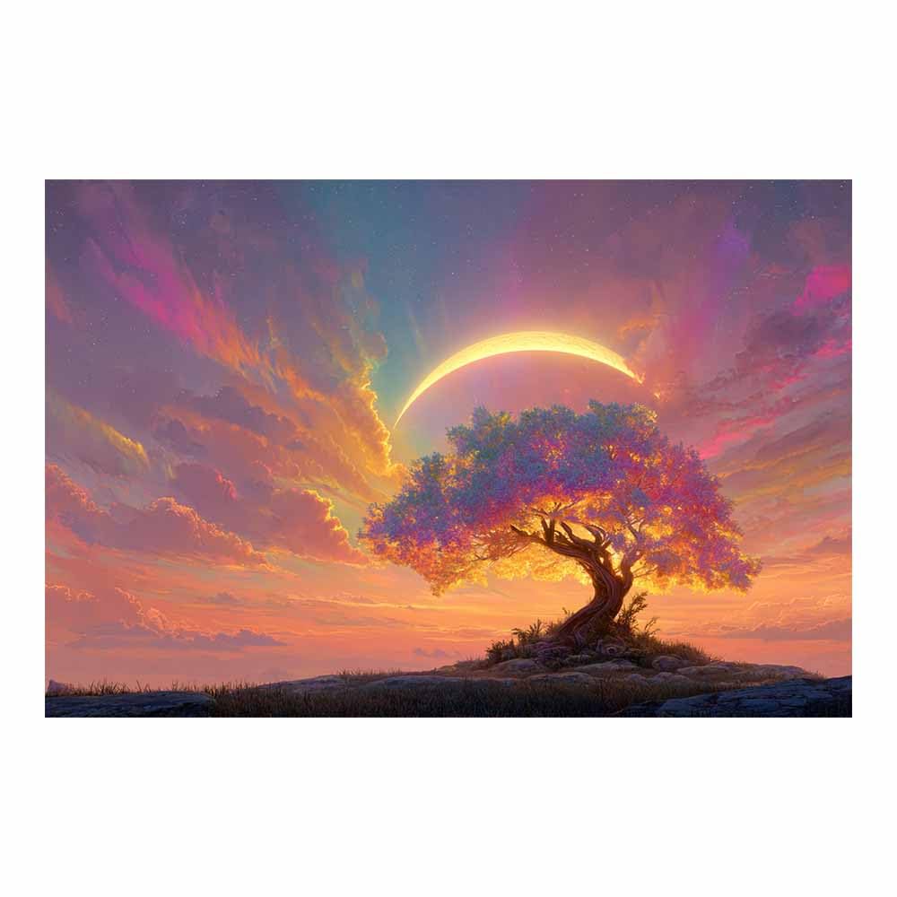 ZAMAEIU The tree of life Illusory trees dwell Canvas Paintings Abstract Tree,Wall Art Poster Modern Room Bedroom Home Decor Geometric Print Patterns(multicolored)-80x120cm Unframed