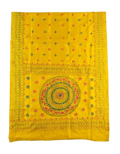 Image of Women's Kantha Stitch Handloom Cotton Silk Saree with Blouse Piece