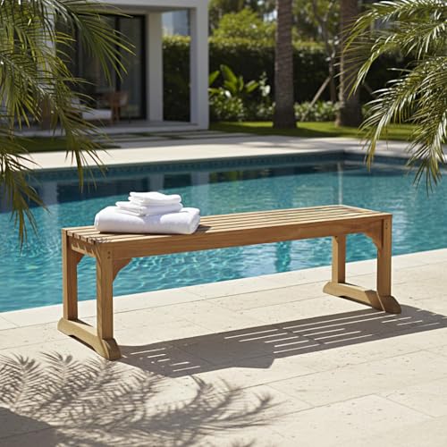 Teck'Attitude Banc en Teck Massif Wimbledon 140 cm (sans Dossier)