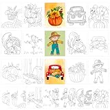COCHIE 36PCS 8x10 Inches Fall Coloring Pages for Kids, Bulk Color Your Own Thanksgiving Paper Crafts Party Favors, Small Coloring Sheets Thanksgiving Day Gifts