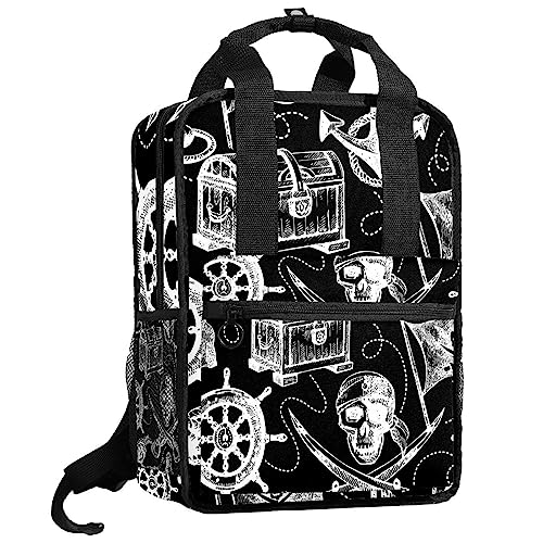 Sac à dos blanc garçon imprimé pirate multicolore pour la rentrée