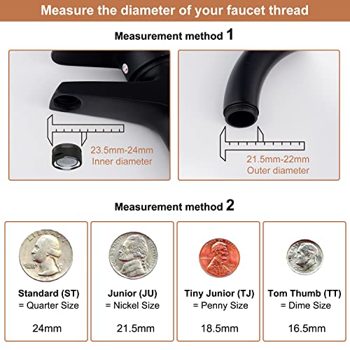 Hibbent Dual-Function Female Faucet Aerator, 1.8 Gpm Extra Big Angle Rotate Kitchen Sink Aerator Sprayer Head 360° Swivel Sink Sprayer Attachment-55/64 Inch-27Uns Female Thread-Matte Black #TOP5