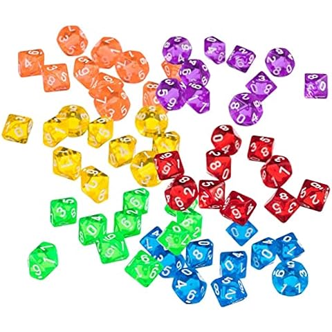 Sharplace 60 Stück Acryl Polyedrisch Würfel Set, D10 Dice Spielwürfel für DND/RPG/MTG Brettspiel Kartenspiel (Bunt) (60 Stück) Cover