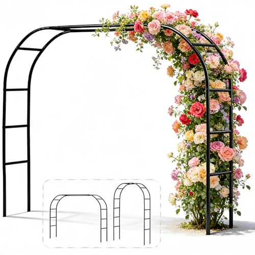 Metal Pergola Arbor 7'6'Wide x 6'5'High/4'6'Wide x 7'10'High,Assemble Freely 2 Sizes,Wide Wedding Garden Arbor Bridal Party Decoration Arbor