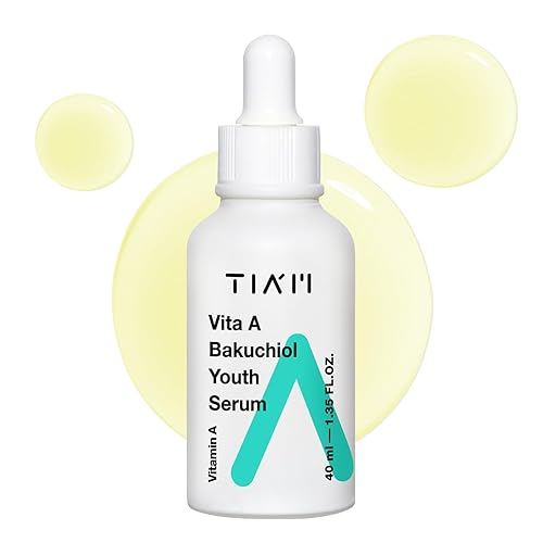 TIA'M Vita A Bakuchiol Suero juvenil, 1.35 onzas líquidas, suero antienvejecimiento para arrugas y manchas oscuras, mejora la firmeza y elasticidad,