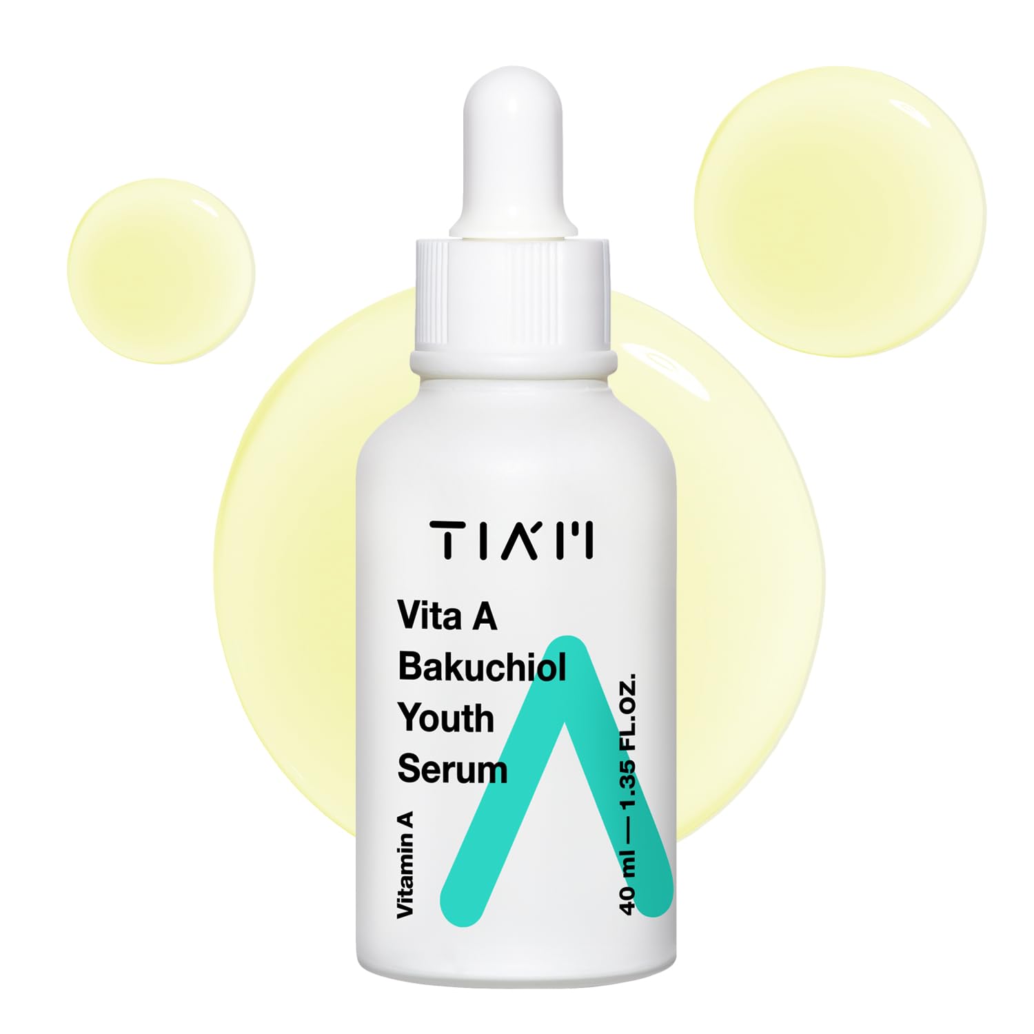 TIAM Vita A Bakuchiol Youth Serum - Siero viso rassodante intenso | Siero illuminante alla vitamina A per il viso | Siero per la cura della pelle infuso di collagene di pesce - Siero illuminante per