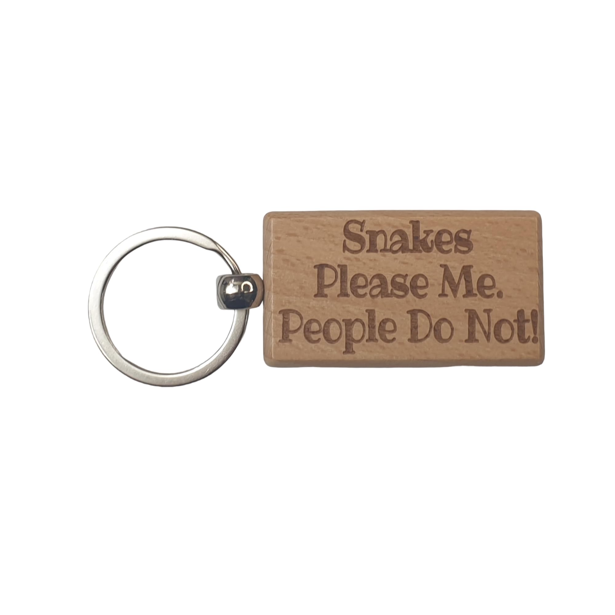 Decalarama Brown Snake Keyring Gift - Snakes Please Me People Do Not - Cute Engraved Wooden Key Fob Novelty Nice Custom Present
