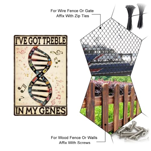 SUPERDANT Musical Gene Metal Tin Sign Music Funny Tin Signs I've Got Treble In My Genes Sign Retro Metal Poster Vintage Art Tin Sign for Home Cafes Bars Pub Man Cave Wall Decor Plaque Sign - Image 4