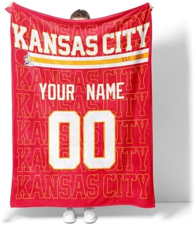 ANTKING Kansas Throw Blanket for Men Women Boy Custom Name and Number Gifts