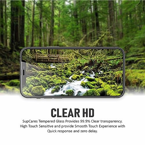 Image of SupCares Tempered Glass for iPhone 12 and iPhone 12 Pro (6.1 Inch) With Installation Kit | 9H Edge to Edge Screen Protector | Black
