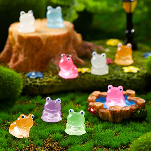 Chitidr Luminous Resin Mini Frogs Cute Frog Glow In The Dark Miniature Figurines Frogs Diy Ornament Accessories For Garden Dollhouse Decoration Crafts (50 Pcs) #TOP1