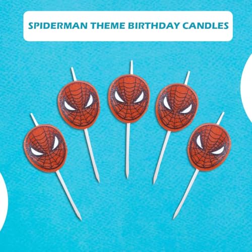 Image of Wanna Party Spiderman Themed Birthday Cake Candles for Cake Cupcake Superhero Toppers Candles for Kids Boys Man Party Decorations Supplies-Set of 5