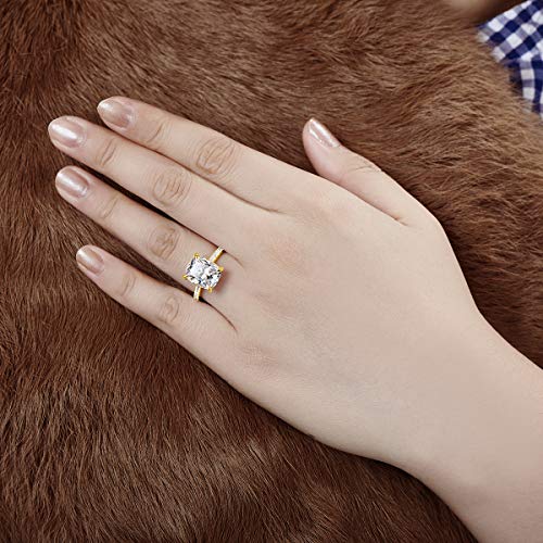 AINUOSHI 6 Carat Clear Cushion Cut CZ Cubic Zirconia Solitaire Wedding Engagement Ring 925 Sterling Silver3