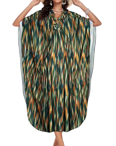 Image of Kaftan Dresses for Women V Neck Caftans Batwing Sleeve Beach Cover Ups | JILUVIN Plus Size Long Floral Print Dress, Loose Fit Maxi Casual Moomoo, Lounge House Mumu Nightgown Summer Vocation 2026