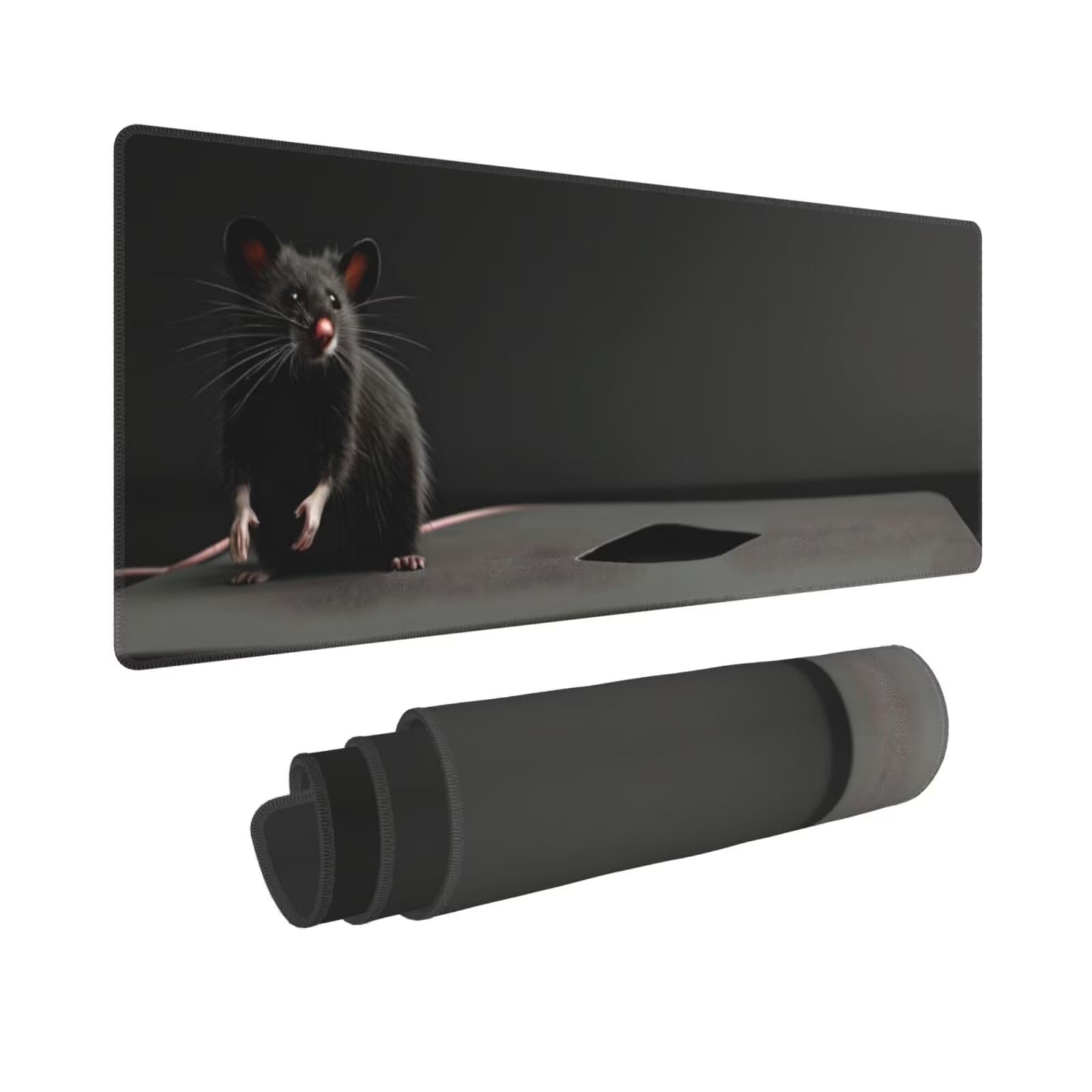 Tappetino Mouse, Tappetino Mouse Gaming Grande XXL 1500x800x3mm Tappetino Scrivania Mouse Pad, Base in Gomma Antiscivolo, Bordi Cuciti,Lavabile, Mousepad per Ufficio e Gaming (Mouse nero) R-267